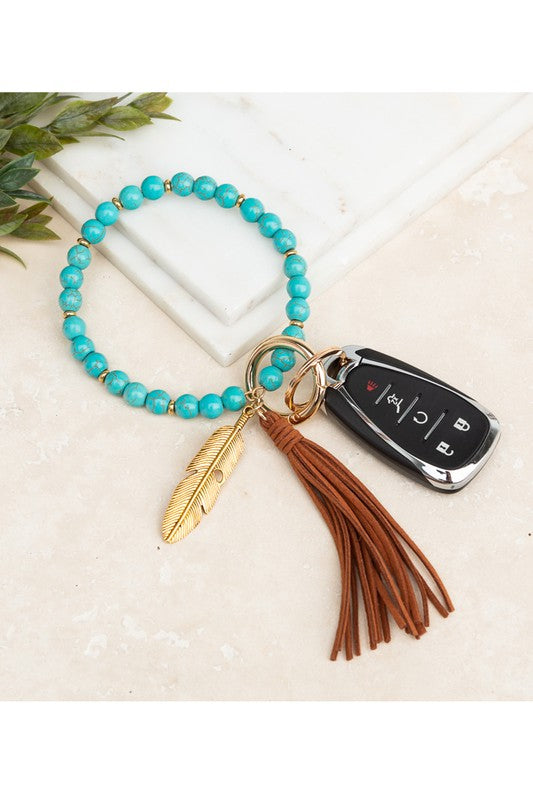 Boho Stone Key Ring Bracelet