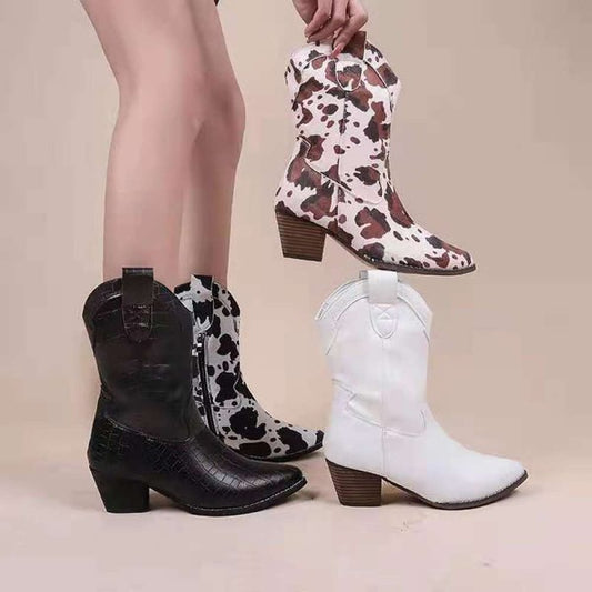 WOMENS MID HEEL FASHION BOOTIES