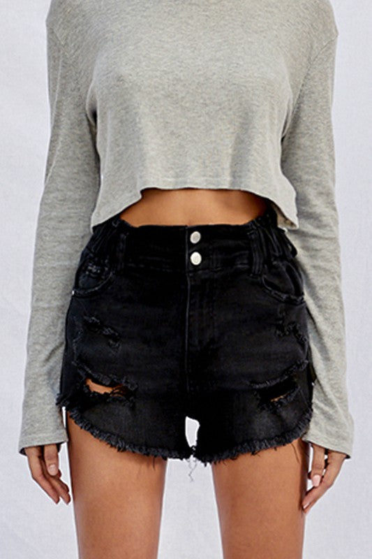 Frayed Black Shorts