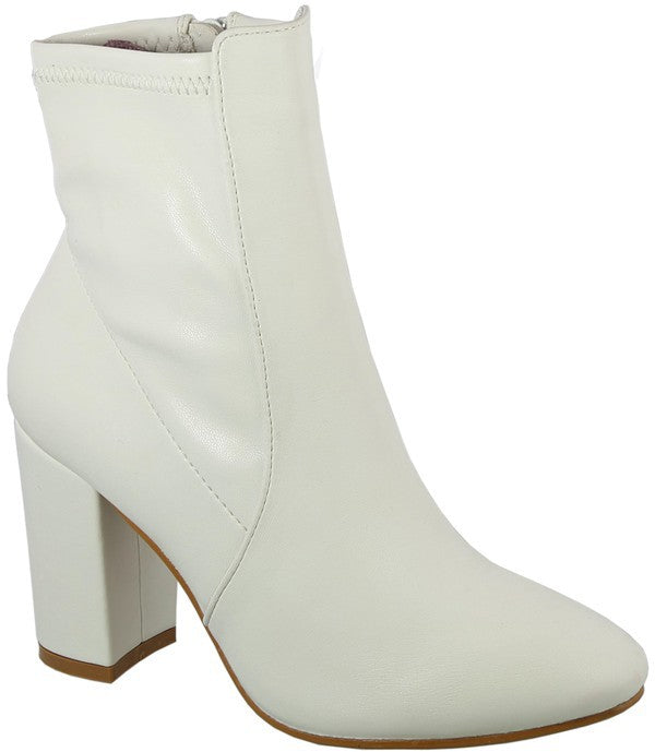 Women's Faux Leather Chunky Heel Ankle Booties