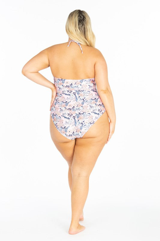 Plus Size Cut Out Front Halter One Ps Swimsuit