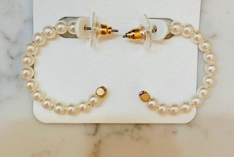 Dainty pearl hoops